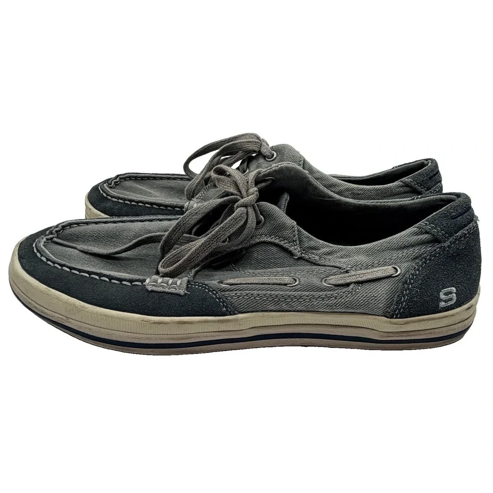 Skechers Shoes Men's 11 Navy Relaxed Fit Diamondback Leroy Boat Lace Up Casual